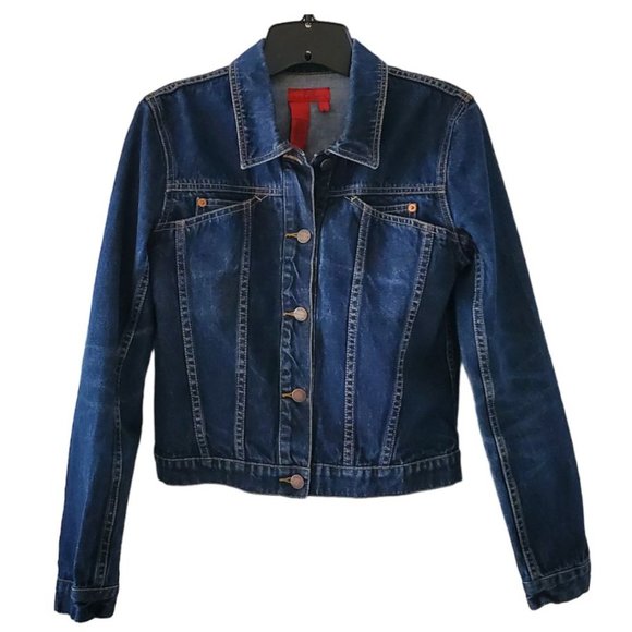 BCBGeneration Jackets & Blazers - BCBGeneration MaxAzria Dark Wash Blue Denim Trucker Jean Jacket | Like New | S